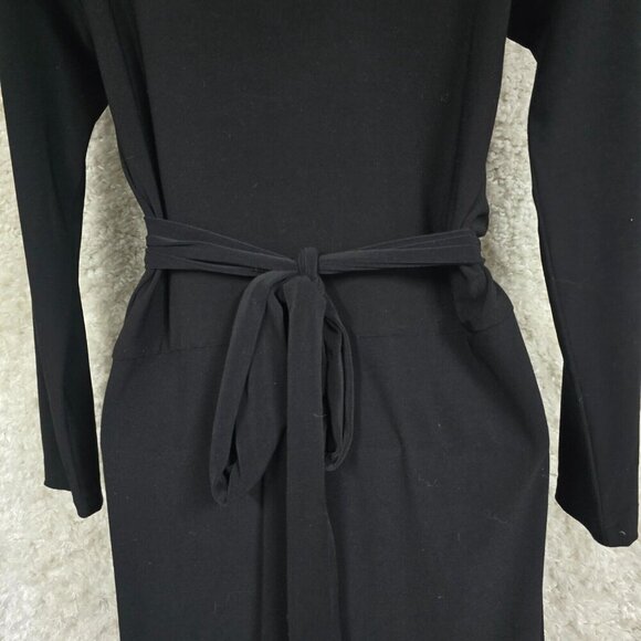 Norma Kamali Black M Long Sleeve Stretch Wrap Dress Career Office Minimalist - Picture 5 of 11